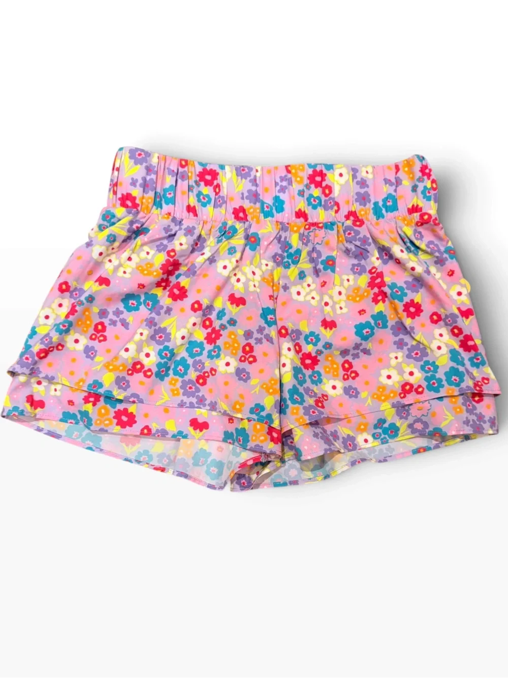 Bass Pro Shops Girls Pink Floral Elastic Waist Shorts